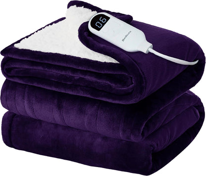 Bedsure Heated Blanket Throw Blanket with Preheat Function - Fast Heating Electric Blanket, Soft Flannel Throw with 6 Time Settings(Up to 10H), 6 Heating Settings, Gifts for Grandma (50"x60", Cream)