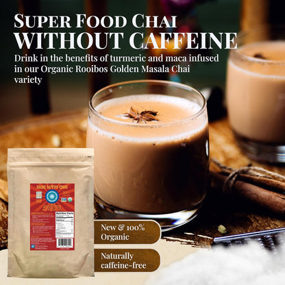 Blue Lotus Chai - Golden Masala Flavor Chai - Makes 100 Cups - 3 Ounce Masala Spiced Chai Powder with Organic Spices - Instant Indian Tea No Steeping - No Gluten