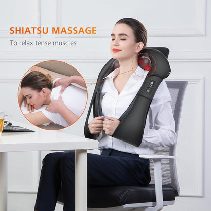 Snailax Cordless Massager - Shiatsu Neck and Shoulder Massager with Heat, FSA Eligible, Portable, Lumbar, Back Electric Massage Pillow, Gift for Woman, Mom, Dad