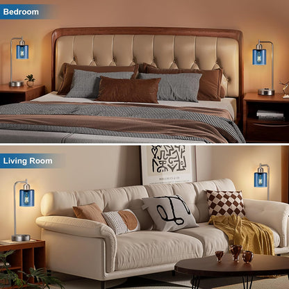Industrial Touch Lamps for Nightstand Set of 2, 3-Way Dimmable Bedside Lamp