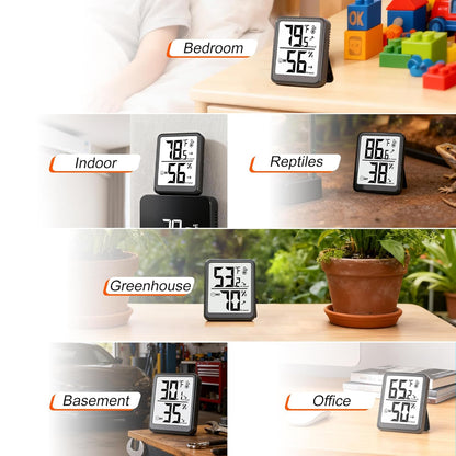 Room Thermometer Indoor Hygrometer Humidity Meter Gauge Digital Temperature and Humidity Sensor Monitor for Home Office House Pets Plants - AAA Battery Included