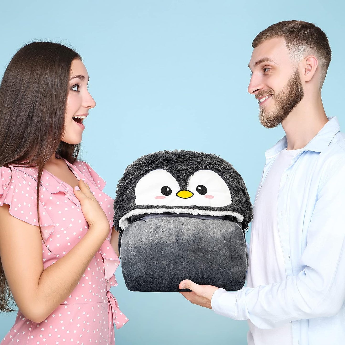 Penguin Wearable Hooded Blanket for Adults – Super Soft Warm Cozy Plush Flannel Fleece & Sherpa Hoodie Throw Cloak Wrap - Penguin Gifts for Women Adults Girls and Kids
