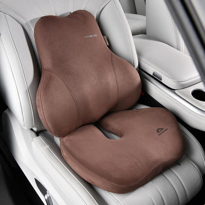 Coverado Car Lumbar Support Pillow and Car Neck Pillow Kit, Ergonomic Design Car Headrest Pillow for Driving, Relax Back Head Muscles Relieve Driving Fatigue, Breathable & Removable Cover, Gray