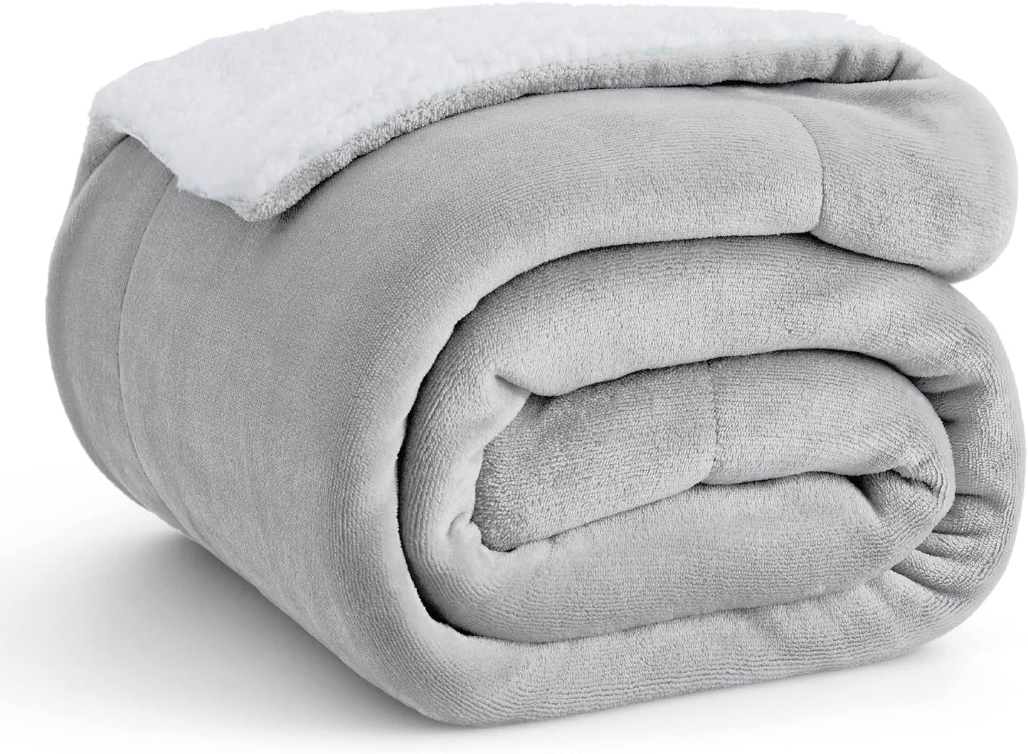 Bedsure GentleSoft Sherpa Fleece Throw Blanket for Couch, Non-Heated, Thick & Warm Cozy Blanket for Winter, Soft Fuzzy Plush Throw Gifts for Women and Men, Grey, 50x60 Inches