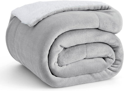 Bedsure GentleSoft Sherpa Fleece Throw Blanket for Couch, Non-Heated, Thick & Warm Cozy Blanket for Winter, Soft Fuzzy Plush Throw Gifts for Women and Men, Grey, 50x60 Inches