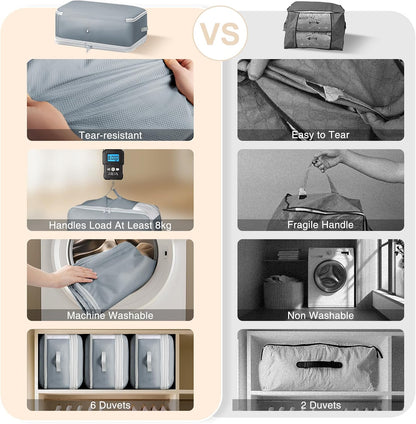 Comforter Storage Bag - 130L Large Capacity Blanket Storage Bags 4-Layer Ultra Space Saving Self Compression Organizer, Washable Compression Bags for Storage Comforter Blanket, Beige