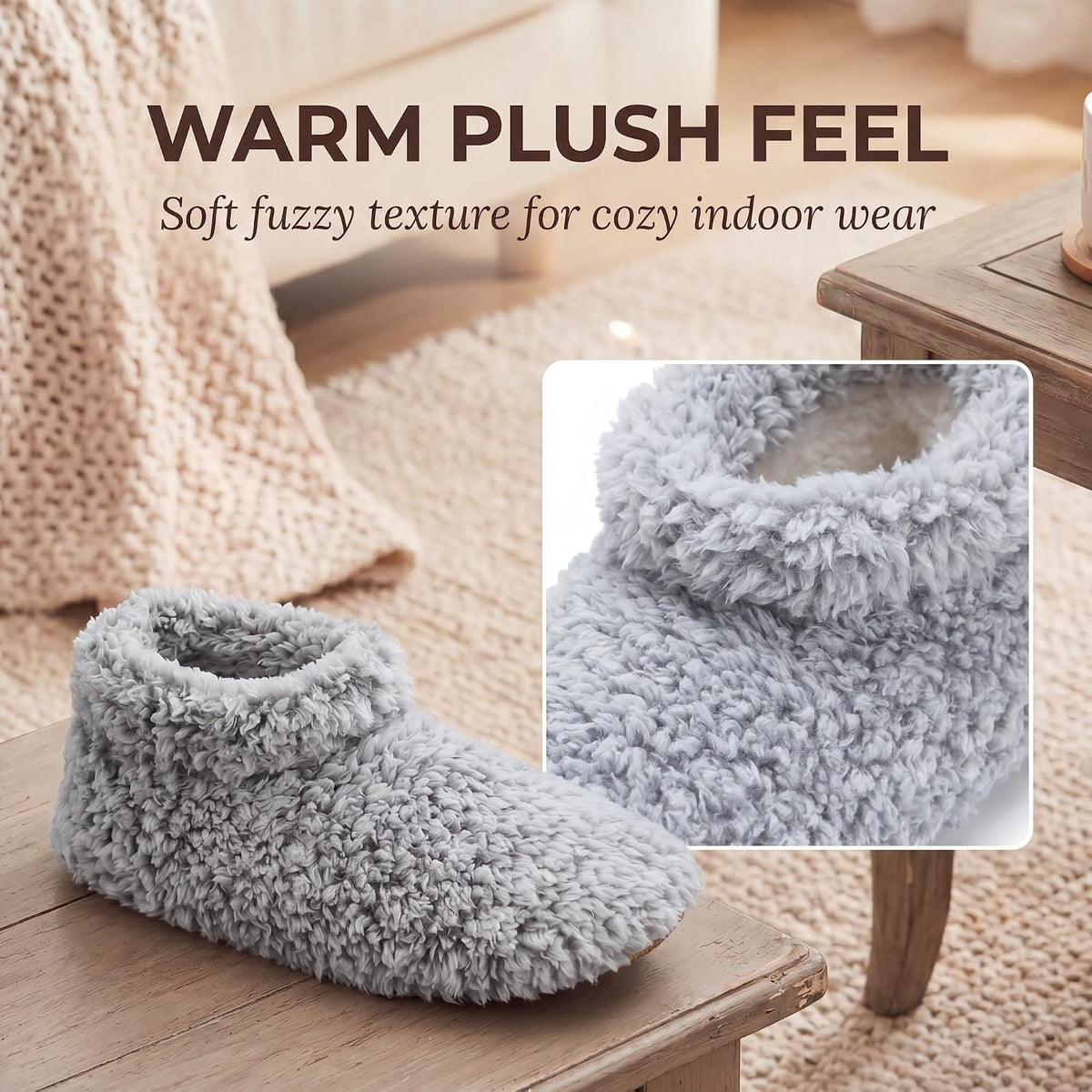 Cozylook Fuzzy Slippers for Women Indoor Soft Sole Slipper Socks