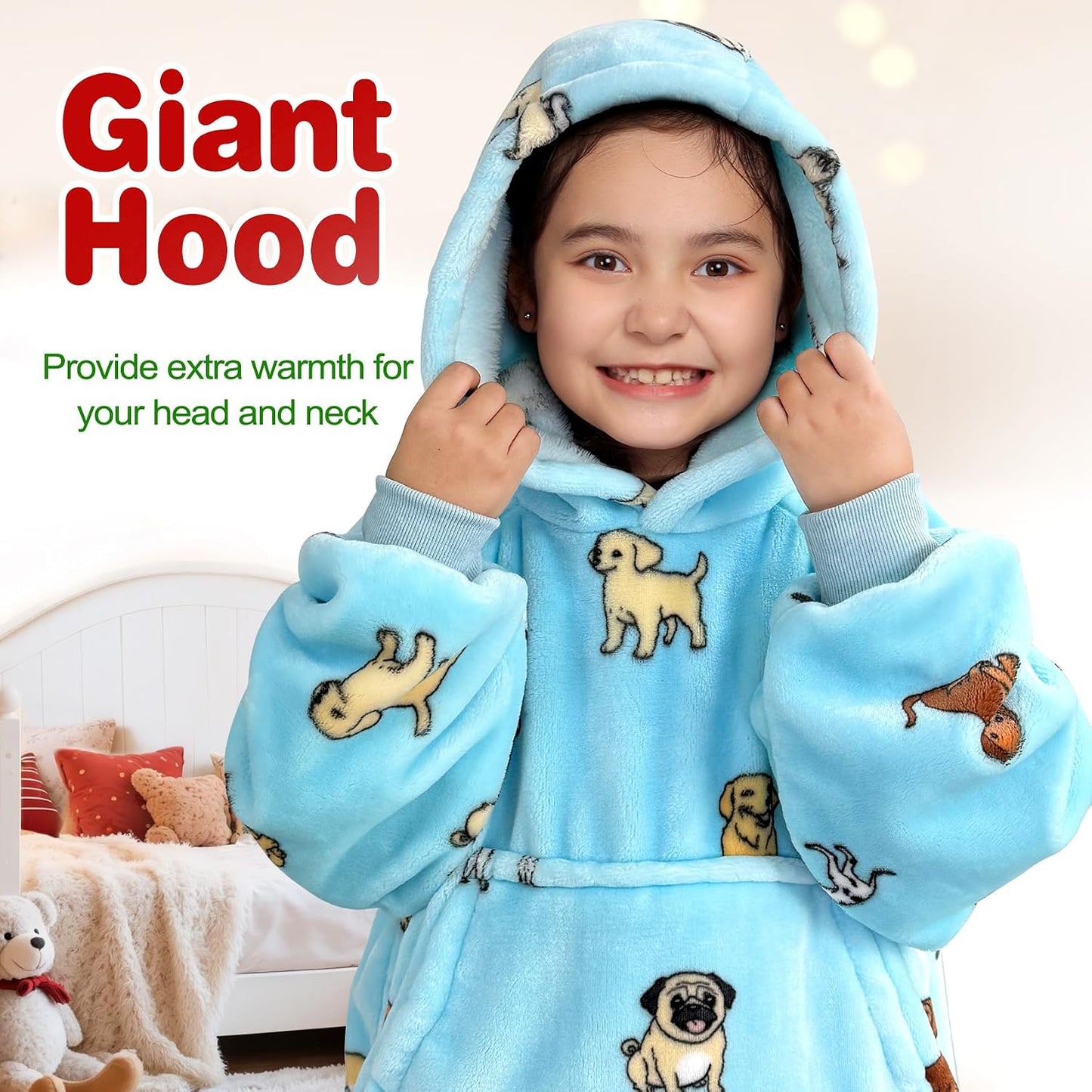 Waitu Wearable Blanket Sweatshirt Gifts for Women and Men, Warm and Cozy Giant Blanket Hoodie, Thick Flannel Blanket with Sleeves and Giant Pocket - Dark Gray