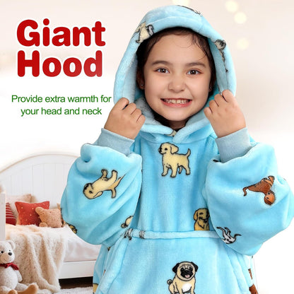 Waitu Wearable Blanket Sweatshirt Gifts for Women and Men, Warm and Cozy Giant Blanket Hoodie, Thick Flannel Blanket with Sleeves and Giant Pocket - Dark Gray
