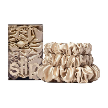 slip Back to Basics Black Midi & Large Scrunchie Set | Includes 2 Midi & 1 Large Pure Silk Scrunchies | 100% Mulberry Silk, Anti-Crease, Gentle on Hair, Prevents Breakage | Stylish & Durable