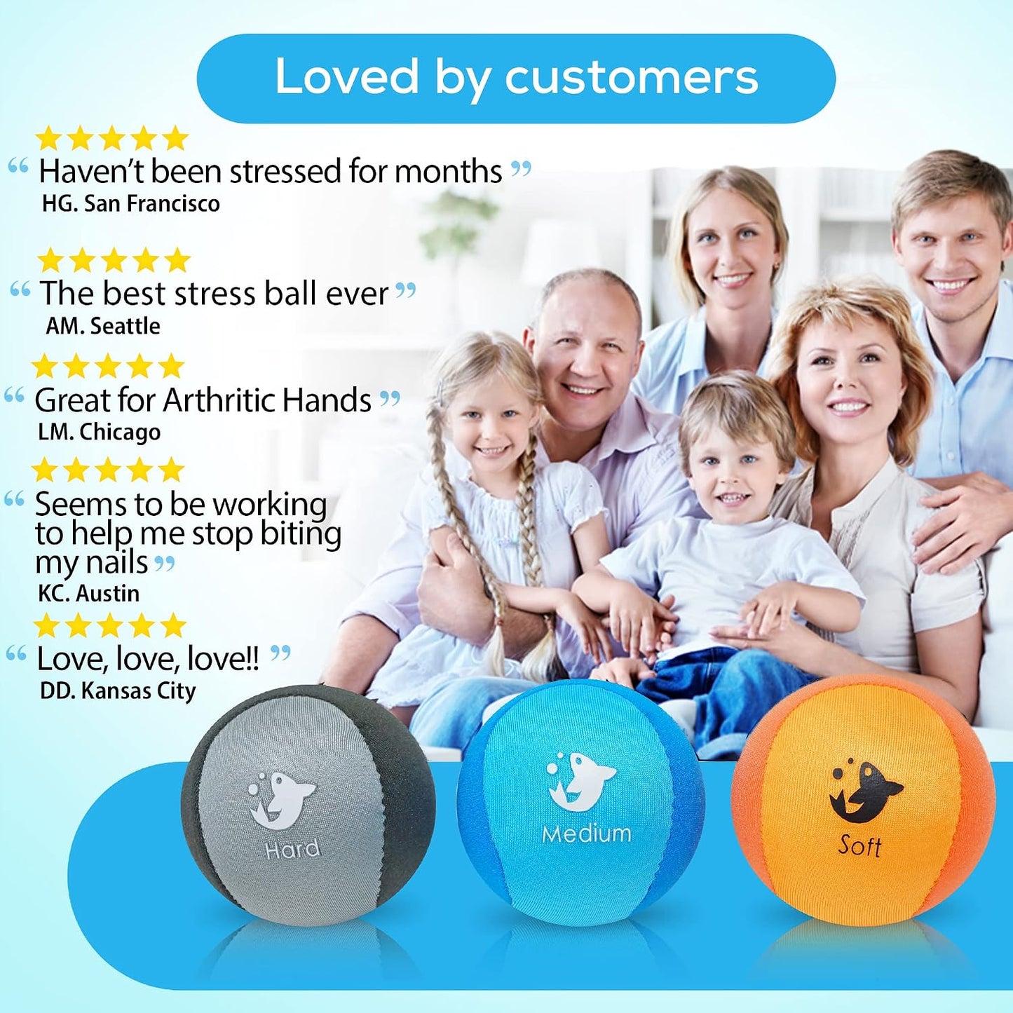 Serenilite Hand Therapy Exercise Stress Ball Bundle - Tri-Density Stress Balls for Adults & Grip Strengthening