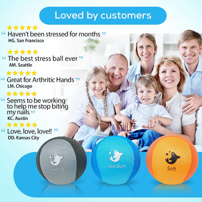 Serenilite Hand Therapy Exercise Stress Ball Bundle - Tri-Density Stress Balls for Adults & Grip Strengthening