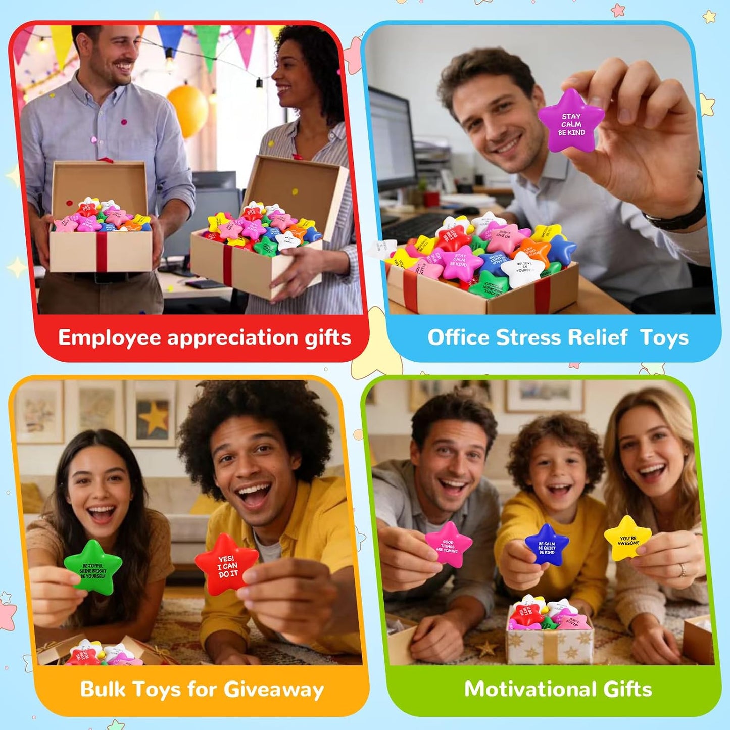 108 Pack Motivational Stress Balls Bulk for Adults & Kids Foam Stress Toys