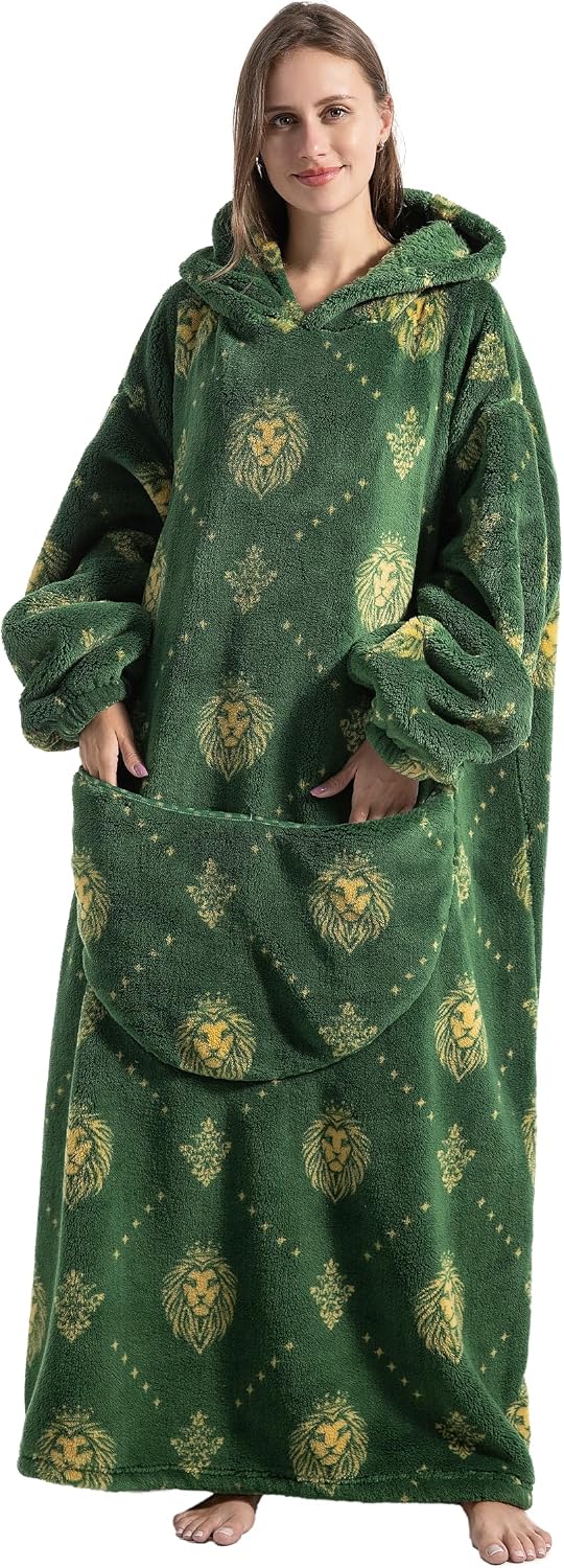 Capecage Blanket Hoodie, Long Hooded Blanket Sweatshirt as Birthday Gifts for Women Men, Long Wearable Blanket for Women Men.