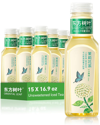 ORIENTAL LEAF Jasmine Green Tea, Unsweetened Iced Tea, 16.9 Fl Oz (15 Pack)