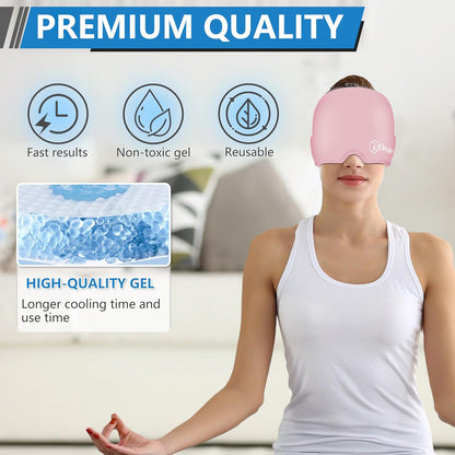 Migraine Relief Cap, All Around Gel Covered Reusable Headache Relief Cap, Black Migraine Cap for Headache Relief, Puffy Eyes