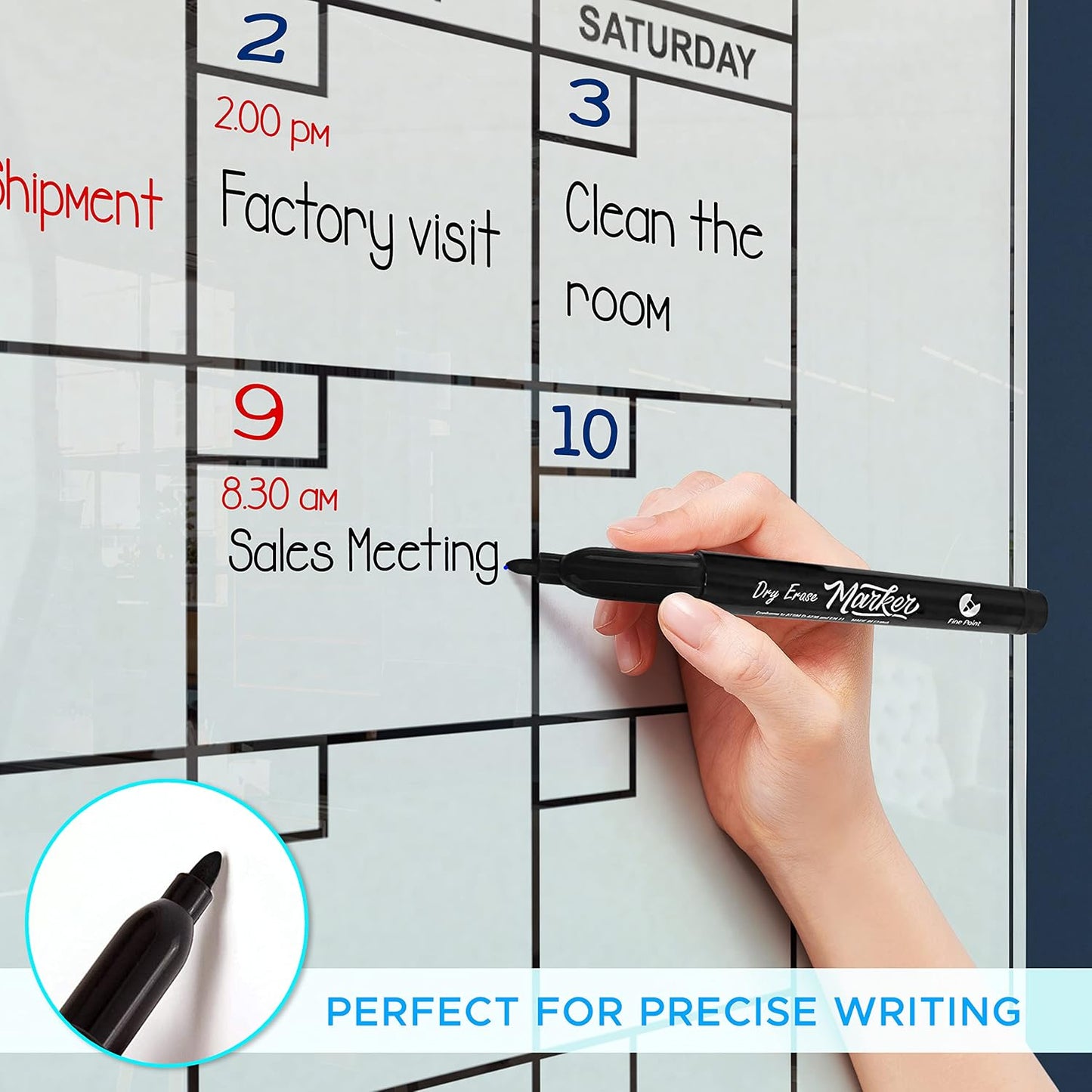 Magnetic 34”x46” Glass Whiteboard Calendar Yearly Dry Erase Planner for Wall Large Glass Whiteboard Calendars for Home and Office