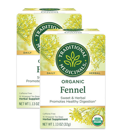 Traditional Medicinals Organic Fennel Herbal Tea, Promotes Digestive Health, (Pack of 2) 32 Tea Bags Total