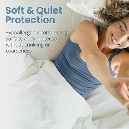 SafeRest Waterproof Queen Size Mattress Protector - Viscose Derived from Bamboo - Fitted with Stretchable Pockets - Machine Washable Viscose Blend Mattress Cover for Bed