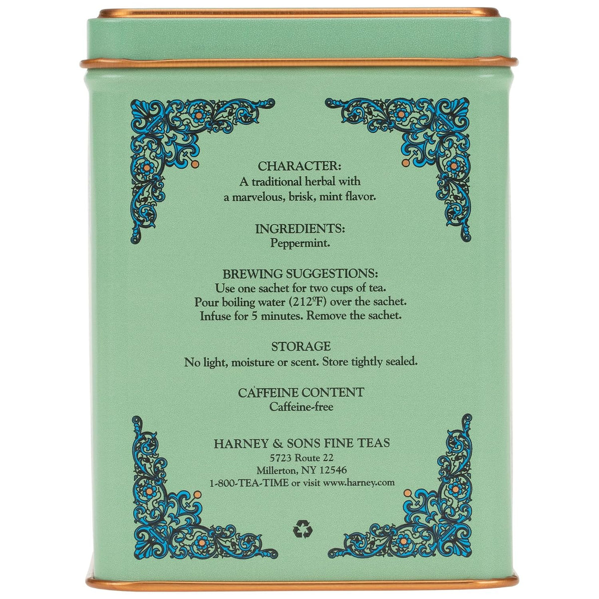 Harney & Sons HT Peppermint Herbal Tea, 20 Sachets in Tin