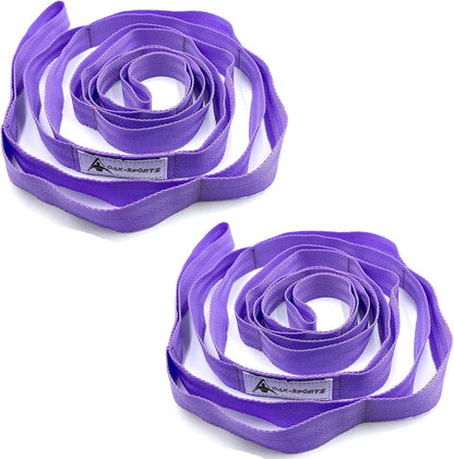 Stretching Strap Yoga Strap with Loops, Stretch Straps for Physical Therapy, Non-Elastic Exercise Strap for Pilates, Dance and Gymnastics with Workout Guide