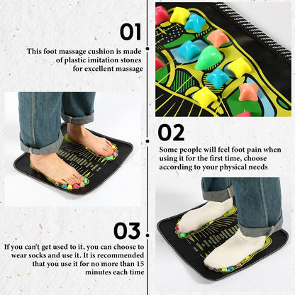 TrelaCo Foot Massage Mat Reflexology Walk Stone Road Foot Massage Acupoint Mat for Acupressure Relaxes for Long Sitting Elderly Students and Office Workers (13.78 x 13.78 Inches)