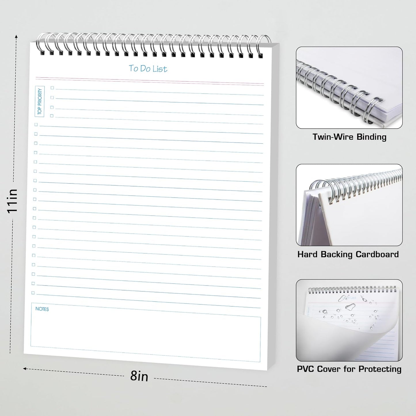 to Do List Notepad 3pcs/Set - Daily Planner Notepad Undated 60 Sheets Tear Off, 5.5" x 8.3" Planning Pad Checklist Productivity Note Pad for Work and Personal Organized