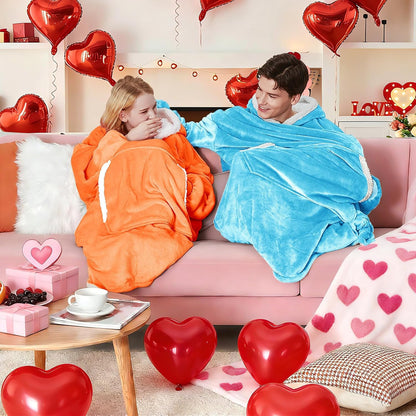 yescool Wearable Blanket Hoodie, Flannel Sherpa Fleece Blanket Sweatshirt for Adults Women Men,One Size Fits All - Colors B
