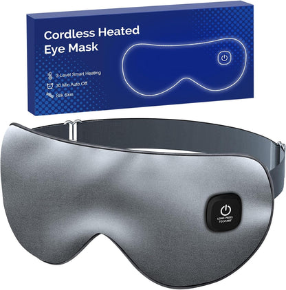 Cordless Heated Eye Mask for Dry Eyes, Rechargeable Heat Sleep Mask, Grey