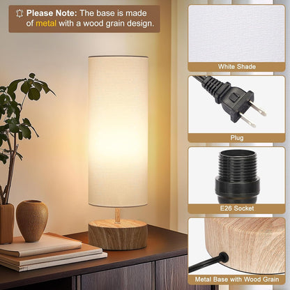Touch Table Lamp, 3-Way Dimmable Modern Minimalist Accent Bedside Lamp with Cylinder Fabric Shade, Night Light Nightstand Desk Lamp for Bedroom Living Room Kitchen, 9W LED Bulb Included