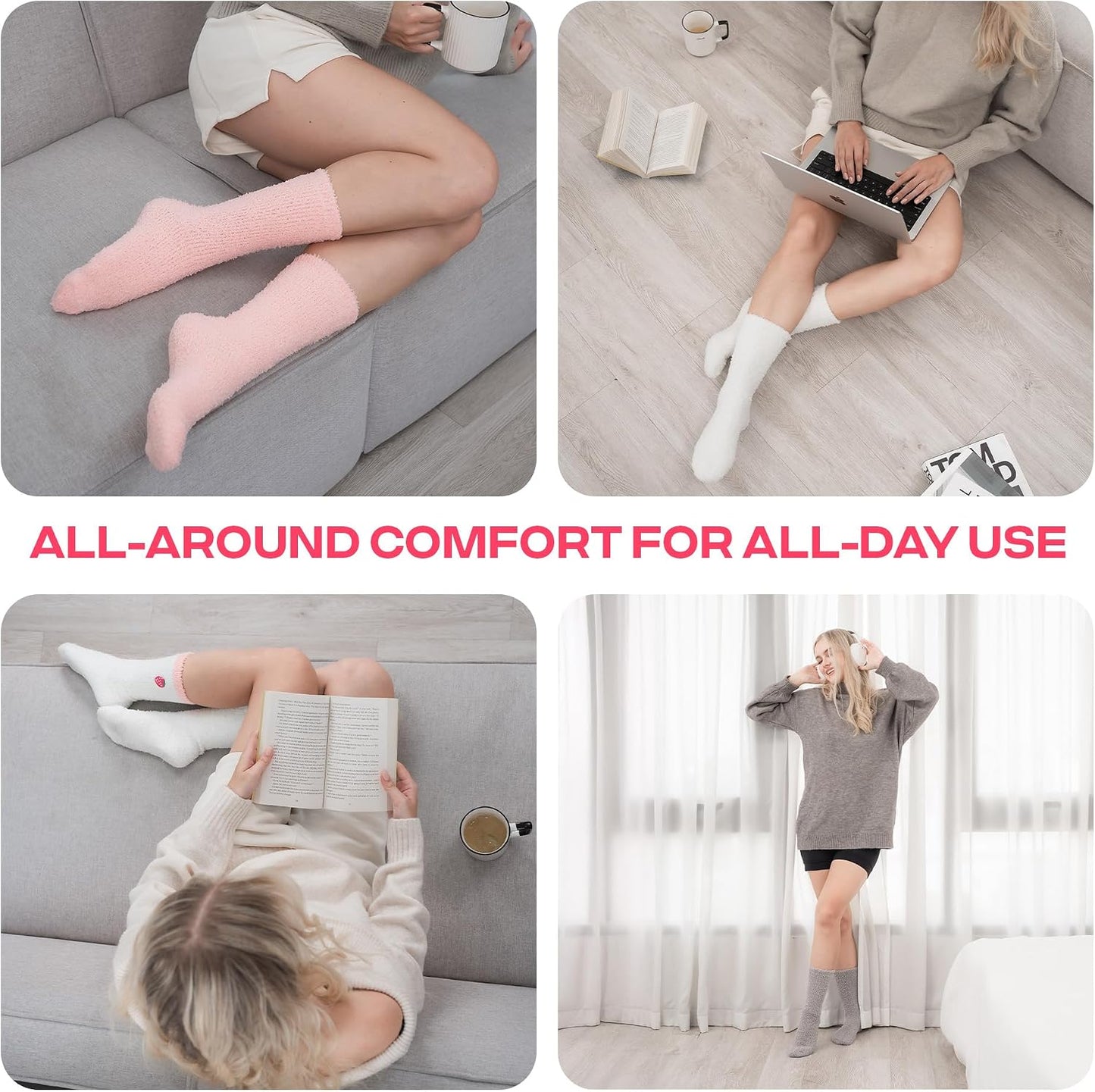 COOLMATE Fuzzy Socks for Women Gift Box – Cozy Soft Cloud Socks for Spa Home, Mother’s Day Gifts for Mom Grandma