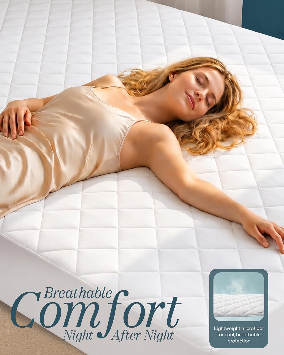 Quilted Fitted Mattress Pad, Queen Mattress Protector Topper with Deep Pocket Stretches up to 16 Inches, Machine Washable Mattress Cover by Utopia Bedding (White)