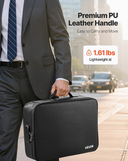 VEVOR Fireproof Document Bag, 1832 ℉ Heat Insulated Fireproof & Waterproof Bag, Portable Multi-Layer File Storage Security Organizer Home Office Travel Use, for Passports, Important Documents, Files
