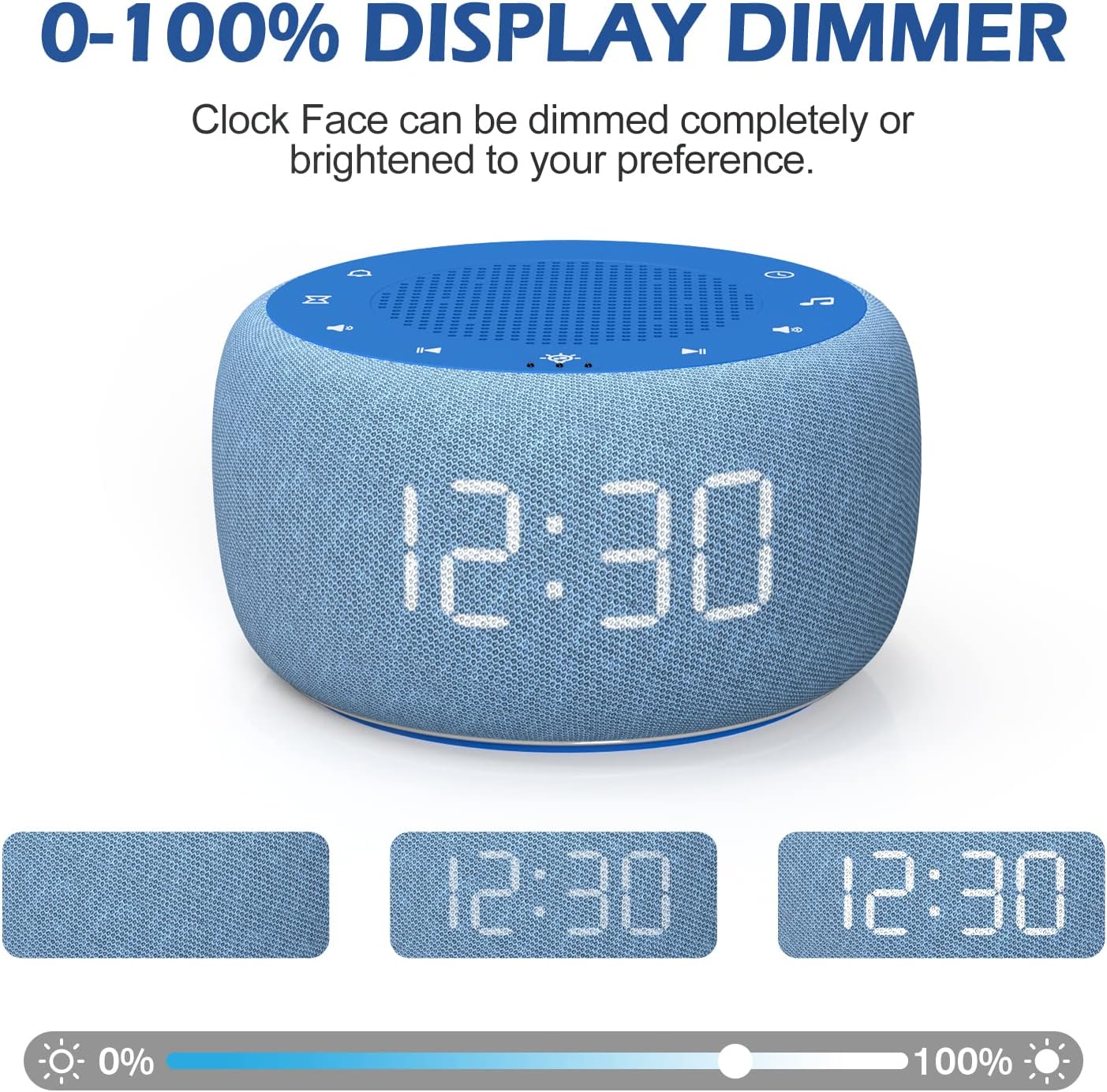 Buffbee Alarm Clock with Sound Machine for Bedrooms – 2-in-1 White Noise Machine for Sleep, Gentle Wake-Up with Soft Alarm Sounds, Ambient Night Light, Plug-in, Sleep Better, Wake Gently