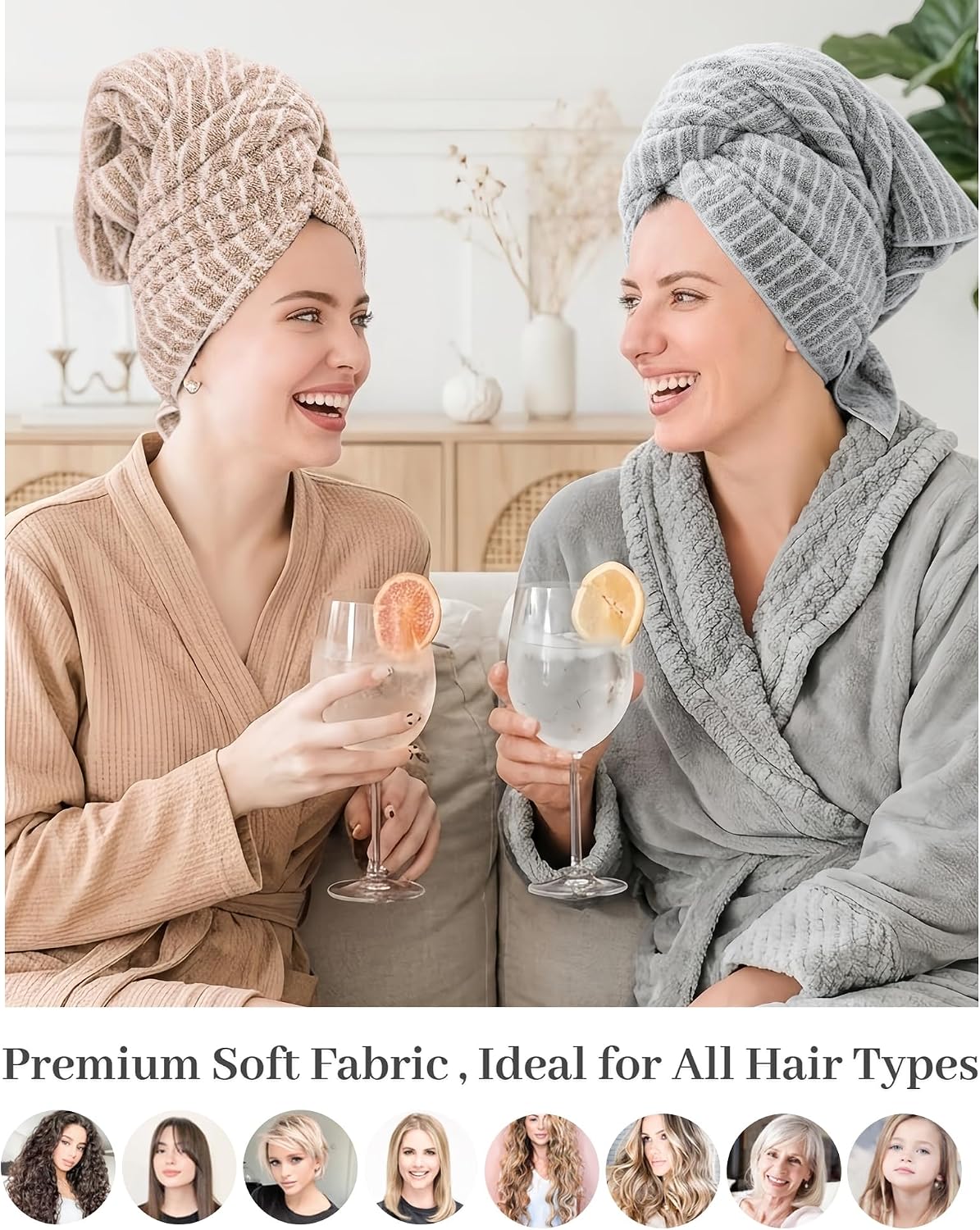 ROLSHOL 2 Packs Large Microfiber Hair Towels for Women, Super Absorbent & Quick Dry Hair Towel Wrap for Curly Hair Long & Short Hair- Anti-Frizz Hair Turbans for Wet Hair - 27.5''*39.4''