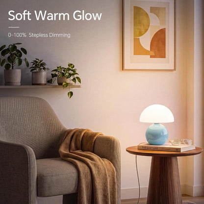 Dawnwake Mushroom Lamp Table Lamp for Bedroom-Small Desk Table Lamps,White