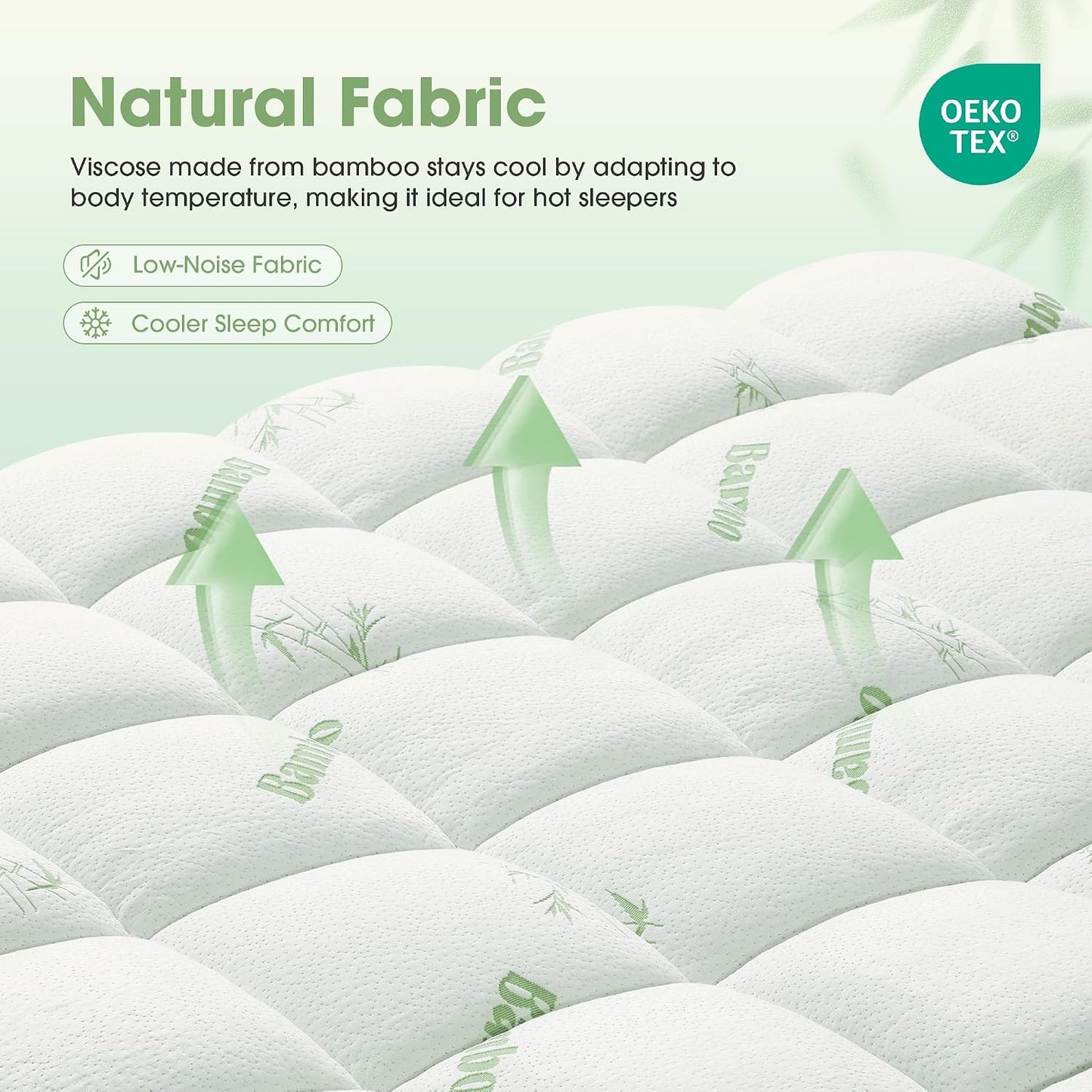 Mattress Pad Queen Size, Cooling Pillow Top Mattress Topper, Ultra Soft Viscose Made from Bamboo, Breathable for Hot Sleepers, Deep Pocket 8"-20", Green