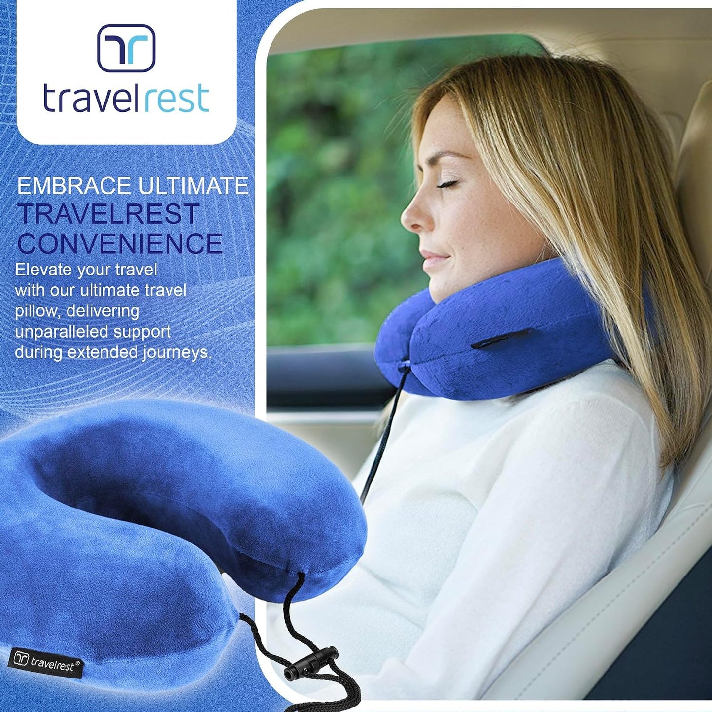 TRAVELREST Nest Neck Pillow Travel Essentials - Memory Foam Support - Grey