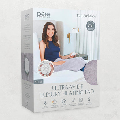Pure Enrichment PureRadiance Luxury Heating Pad for Cramps, Back, Neck, & Shoulder Pain Relief, Patented Design, Soft Faux Fur & Micromink, 6 Heat Settings, Machine Washable, 12”x24” (Golden Sands)