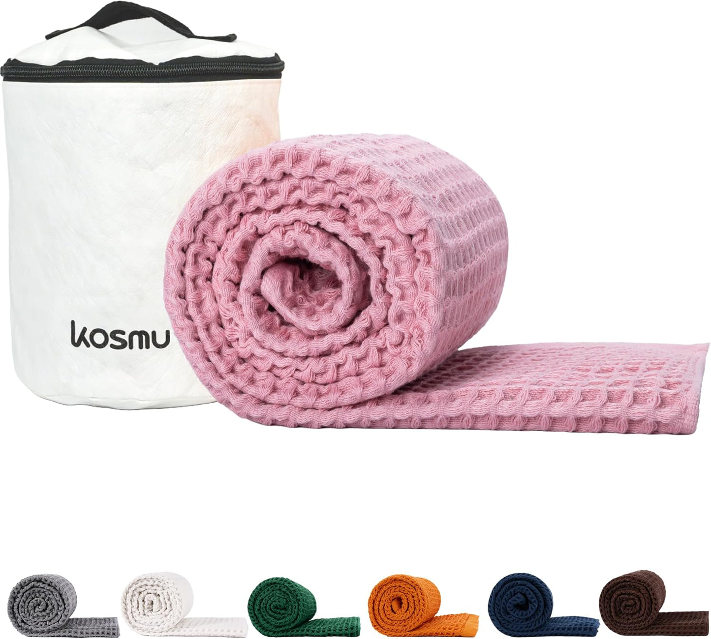 Luxury Organic Japanese Cotton Hair Drying Waffle Towel Wrap for Women | Absorbent, Quick-Dry Head Turban for Shower, Sauna, Spa | Extra Large for Long, Curly, Straight Hair With Button (White, 1 Pc)