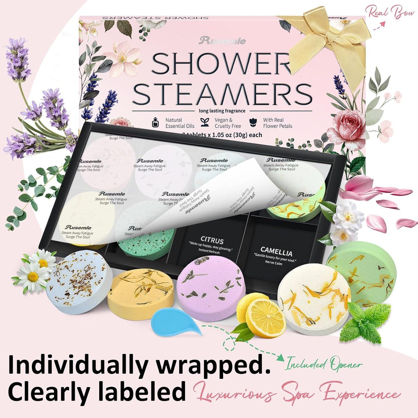 Shower Steamers Aromatherapy Birthday Gifts for Women - 8 Pack Shower Bombs with Natural Essential Oils, Self Care Relaxation Home Spa, Basket Stuffers White Elephant Gifts for Women Mom Wife Teens