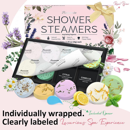 Shower Steamers Aromatherapy Birthday Gifts for Women - 8 Pack Shower Bombs with Natural Essential Oils, Self Care Relaxation Home Spa, Basket Stuffers White Elephant Gifts for Women Mom Wife Teens