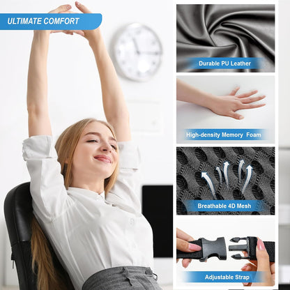 Lofty Aim Lumbar Support Pillow for Car, Car Seat Back Support for Driving | Memory Foam Car Lumbar Support for Driving Seat, Car Back Cushion, Adjustable Straps, Lower Back Pillow, Office Chairs, Black