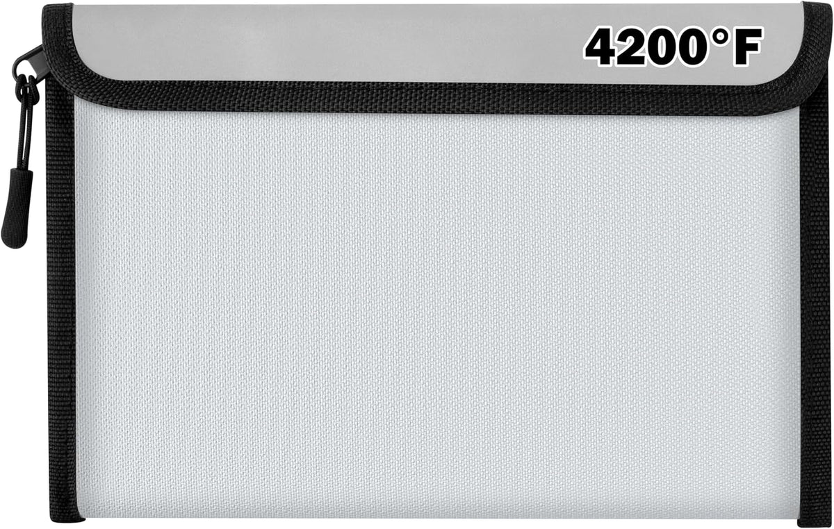Fireproof Waterproof Document Bag - 5200°F Water Resistant Fire Proof Money Bag, 3 Layers of Heat Insulated Storage with Zipper, 7.9"x5" Portable Files Safe Pouch for Cash Passport (Black)
