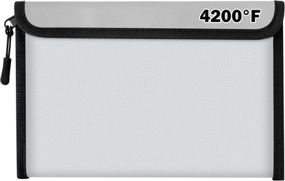 Fireproof Waterproof Document Bag - 5200°F Water Resistant Fire Proof Money Bag, 3 Layers of Heat Insulated Storage with Zipper, 7.9"x5" Portable Files Safe Pouch for Cash Passport (Black)