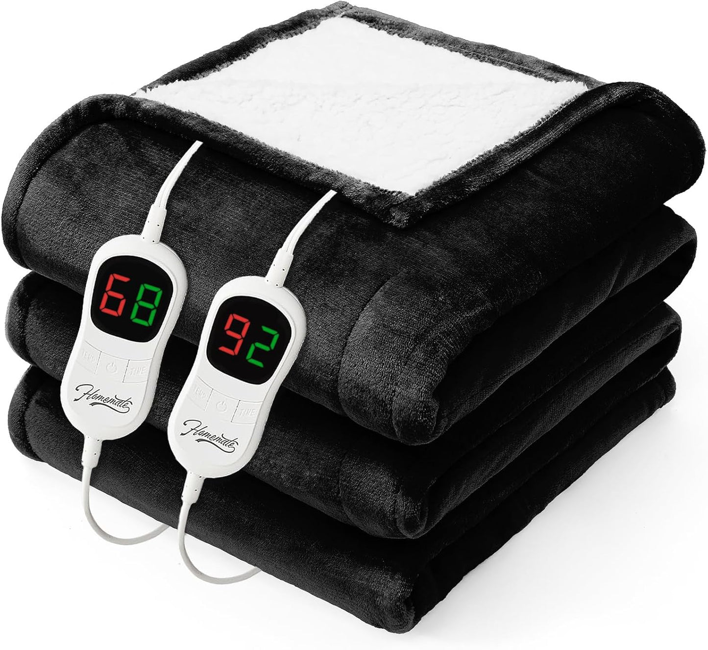 Homemate Electric Heated Blanket Twin - 62"x84" Heating Bed Blankets Throw with 10 Heating Levels 8 Hours Auto Off Fast Heating Over-Heated Protection Ultra Soft Warm Flannel ETL Certified Grey - Colors A