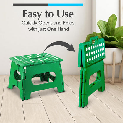 Handy Laundry Folding Step Stool - Sturdy Enough Collapsible Stool to Support Adults - Opens Easy with One Flip - Great for Kitchen, Bathroom or Bedroom (Black - 9 Inch)
