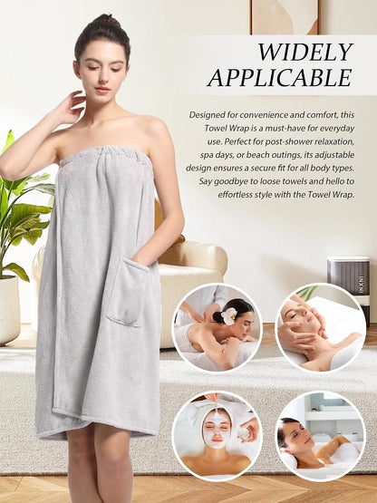 Women'S Soft Wrap Towel Full Length，Bath Robe After Shower Female Plush Long，Spa Bathrobes Lightweight With Pockets