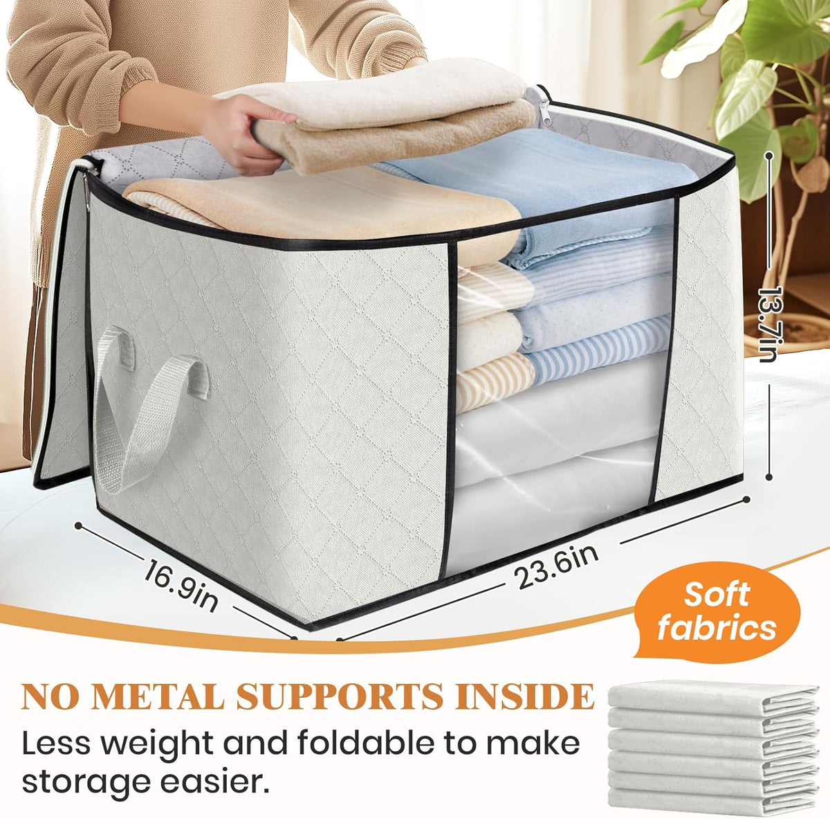 Fab totes Storage Bags for Clothes Blanket Storage Bins with Lids