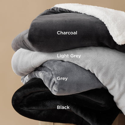 Bedsure GentleSoft Sherpa Fleece Throw Blanket for Couch, Non-Heated, Thick & Warm Cozy Blanket for Winter, Soft Fuzzy Plush Throw Gifts for Women and Men, Grey, 50x60 Inches